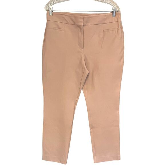 Womens Casual Pants Size 8 Pink Mid Rise Pockets Hook and Eye Flat Front Career - Picture 1 of 8